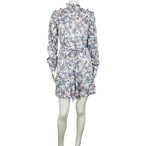 S MODCLOTH 100% Cotton Floral Prairie Ruffle Button Down Shirt Dress with Belt - Picture 5 of 5
